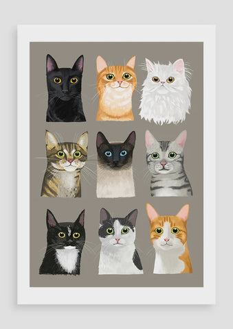 Print A5 9 Lives Cats