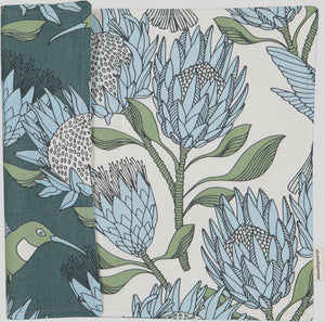 Fabric Placemats (Double Sided) / Protea (Blue On White) /Protea (Blue On Gunmetal)