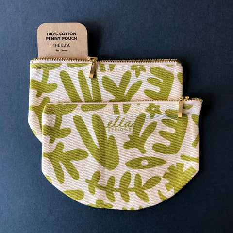 Penny Pouch Cotton | Elise in Lime