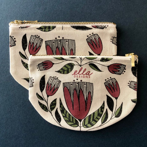 Penny Pouch Cotton | Yda in Dusty Pink & Green