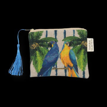 Coin Purse Sapphire Stream Parrots