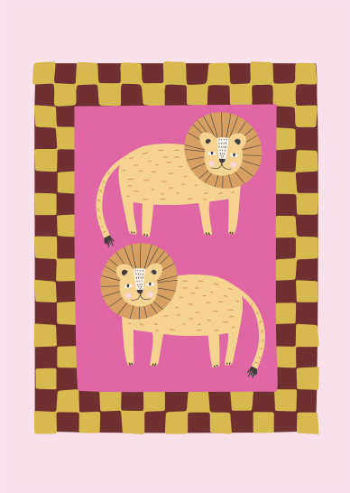 Card Two Lions