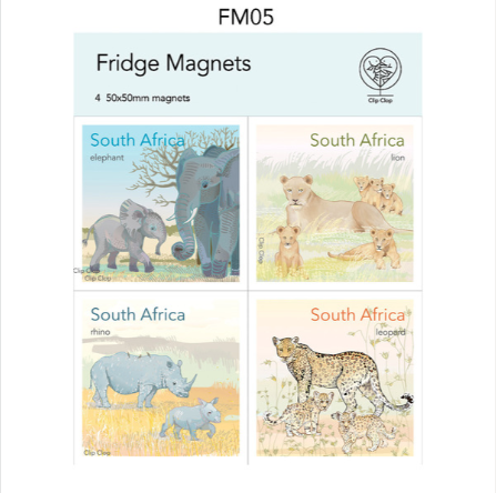 Magnets SA Elephant, Lion, Rhino, Leopard