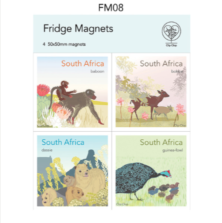Magnets SA Baboon, Bokkie, Dassie, Guinea Fowl