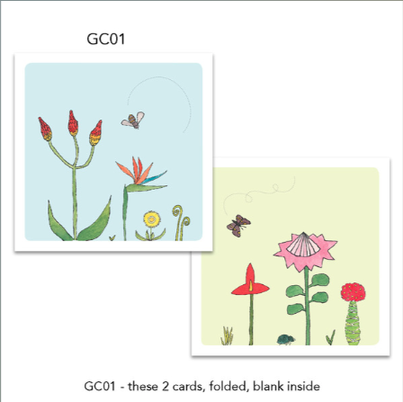 Greeting Cards (2 Pack) Original Flowers: Aloe, Protea