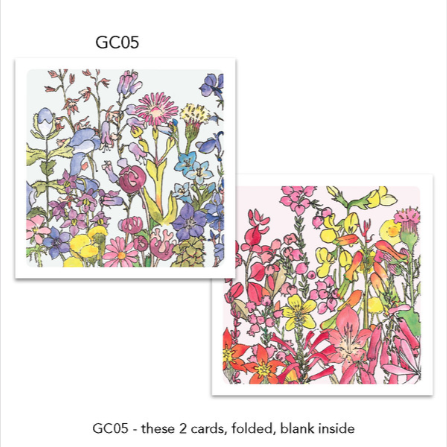 Greeting Cards (2 Pack) Fynbos Flowers: Blues and Pinks