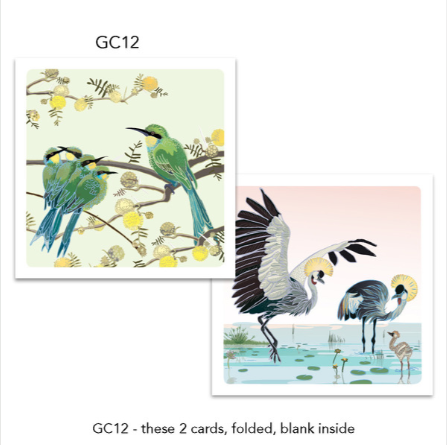 Greeting Cards (2 Pack) Bee-Eater, Crane
