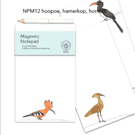 Notepad Magnetic Hoopoe, Hornbill, Hamerkop