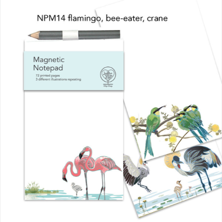 Notepad Magnetic Flamingo, Bee-Eater, Crane