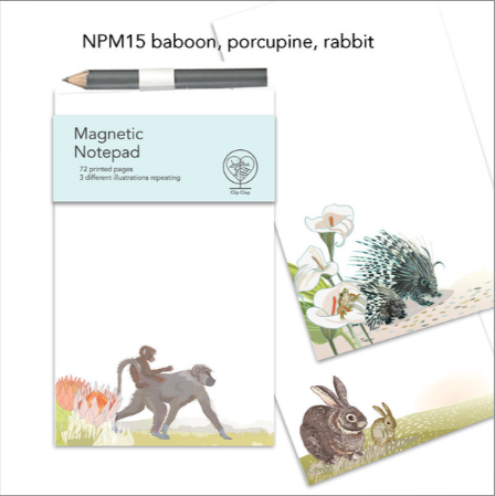 Notepad Magnetic Baboon, Porcupine, Rabbit