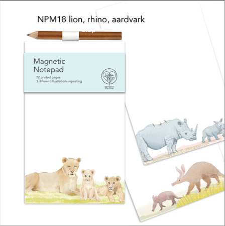 Notepad Magnetic Lion, Aardvark, Rhino