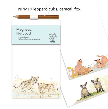 Notepad Magnetic Cubs Leopard, Caracal, Bat-Eared Fox