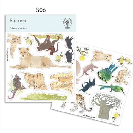 Sticker Sheet Lion, Baboon, Aardvark