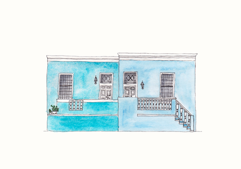 Print Bo-kaap blue A5