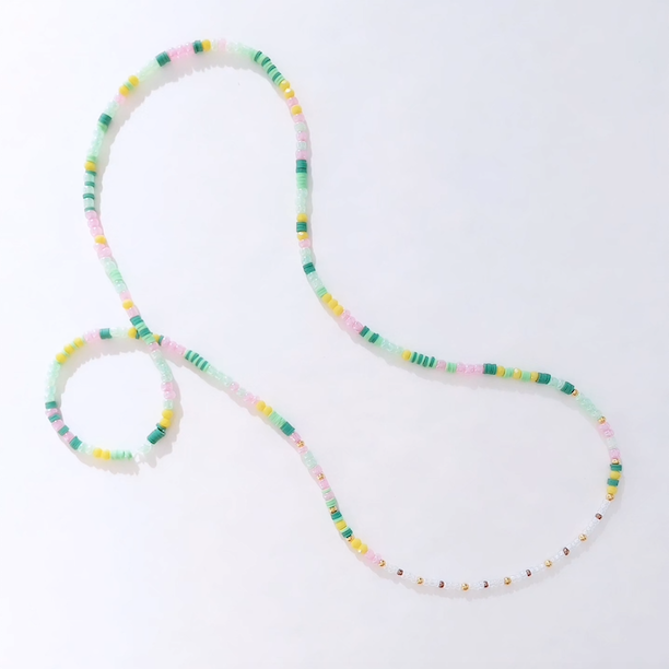 Necklace Beaded Long Green