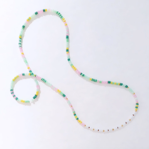 Necklace Beaded Long Green