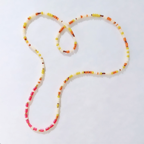 Necklace Beaded Long Yellow