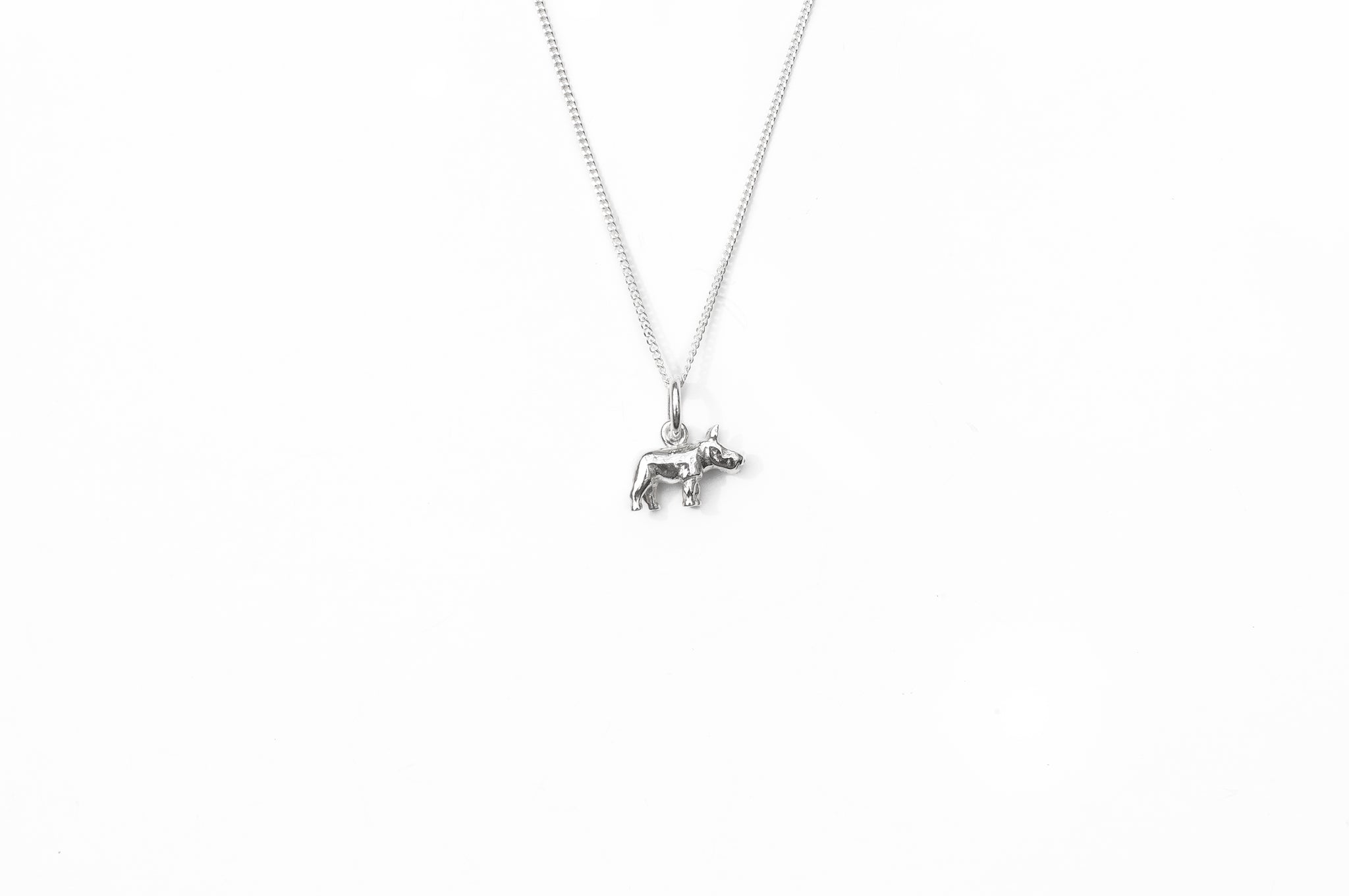 Necklace Silver Rhino Pendant