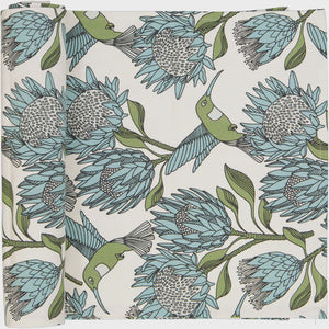 Table Runners (1.8M) / Protea (Blue On White)