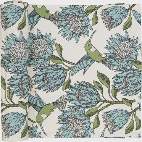 Table Runners (1.8M) / Protea (Blue On White)