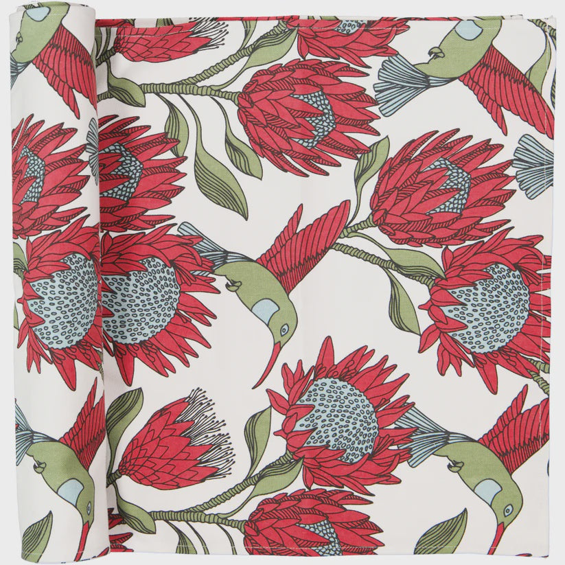 Table Runners (1.8M) / Protea (Red On White)