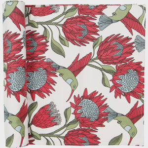 Table Runners (1.8M) / Protea (Red On White)