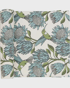 Table Runners (2.5M) / Protea (Blue On White)
