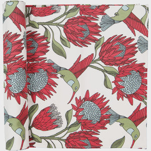 Table Runners (2.5M) / Protea (Red on White)
