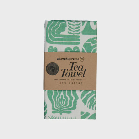 Tea Towels / Africa Roots (Green on White)