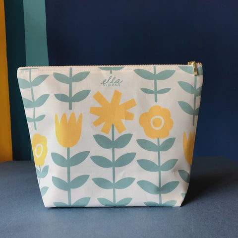 Toiletry Bag Fully Lined & Waterproof | Nicola in Sunshine Yellow & Mint