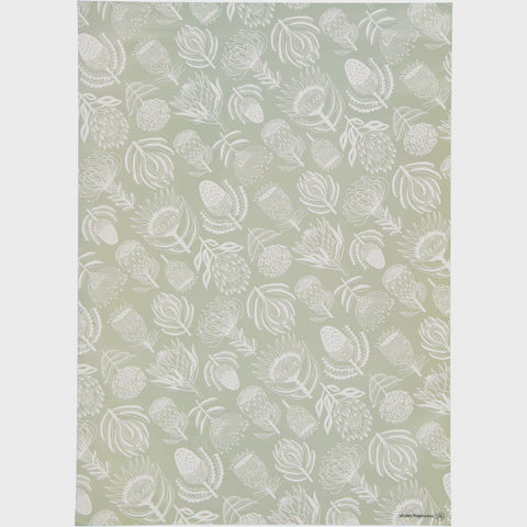 Wrapping Paper / Floral Kingdom (White On Sage)