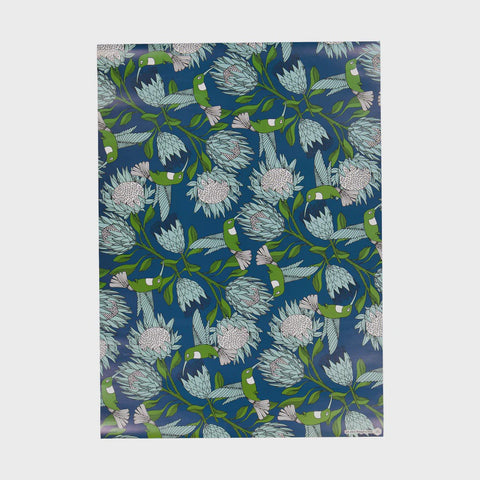 Wrapping Paper / Protea (Blue On Gunmetal)