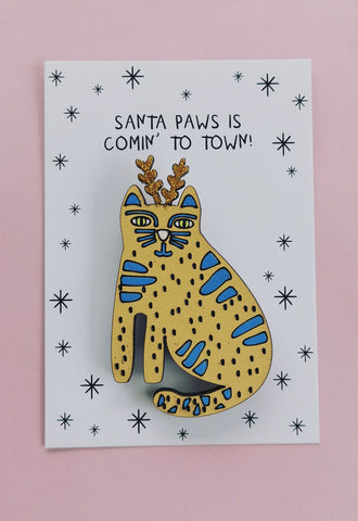 Card with Cat Magnet | Christmas | Yellow