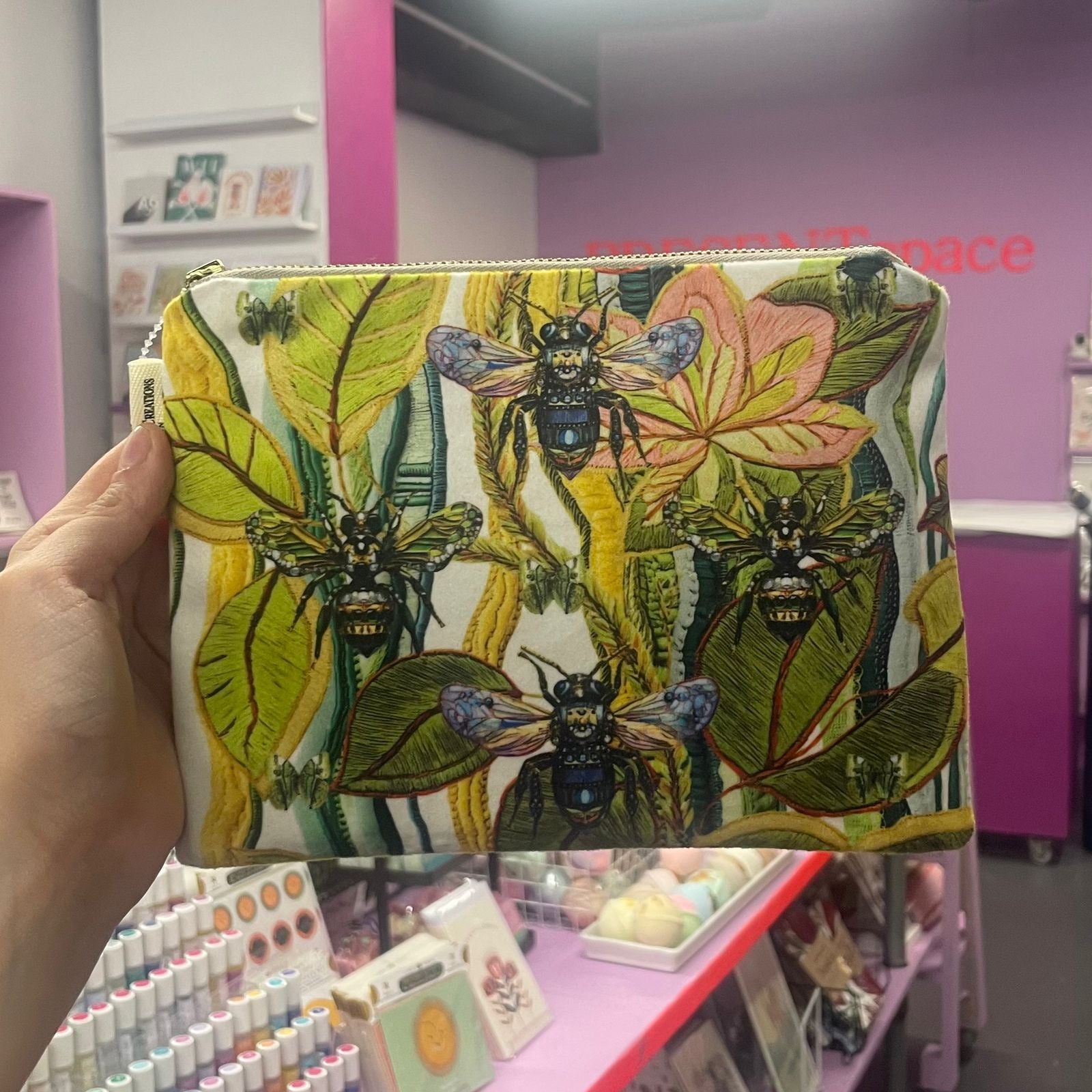 Cosmetic Bag | Velvet | Bee & Butterfly Range | Bee & Leaves