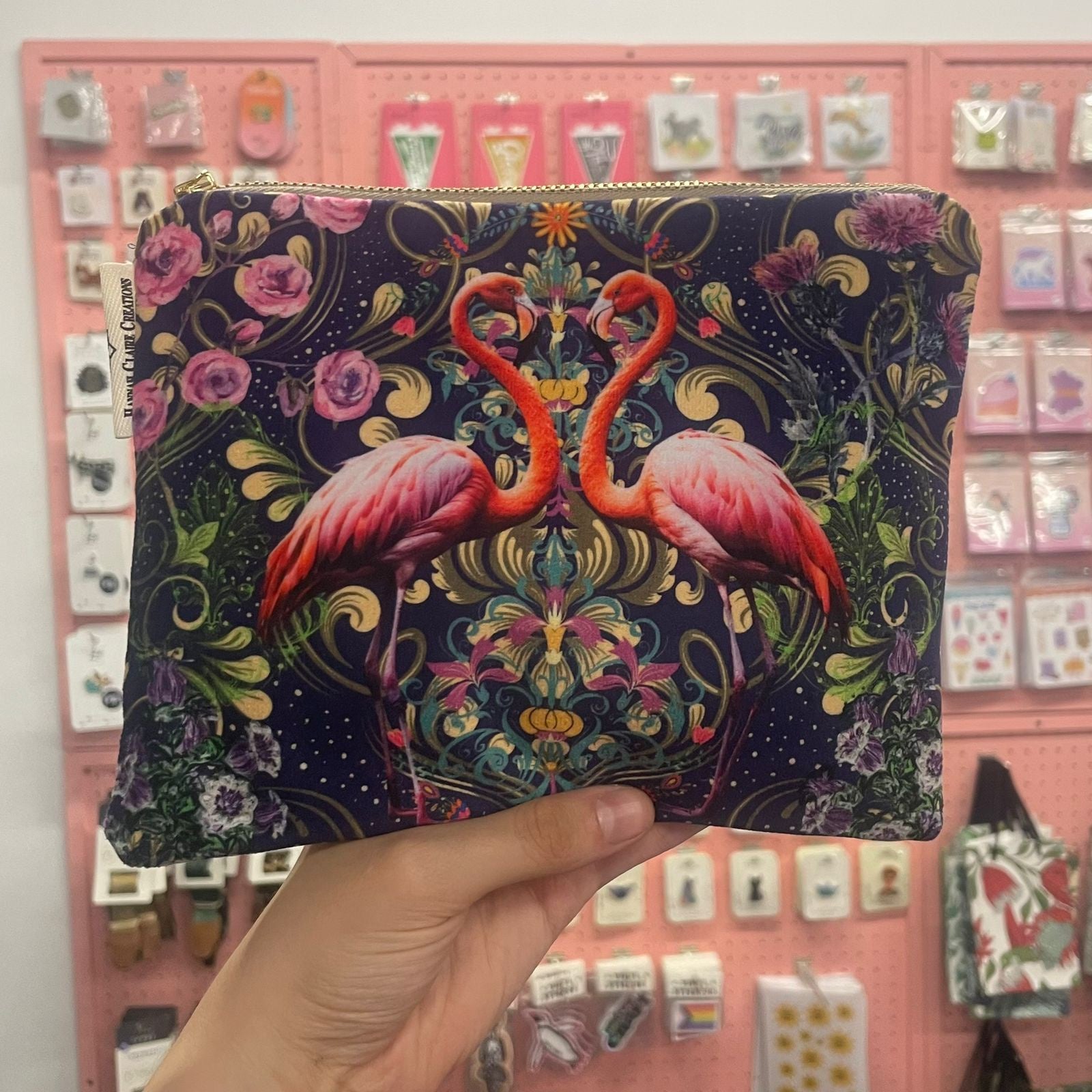 Cosmetic Bag | Velvet | Birds & Botanical Range | Of Purple & Flamingos