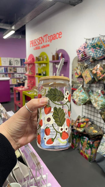 Glass Printed Strawberry Patch