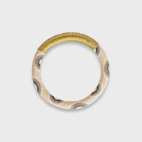 Luyolo Thread-Wrapped Thin Bracelet Cream Gold Medium