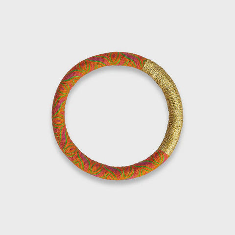 Luyolo Thread-Wrapped Thin Bracelet Orange Gold Small