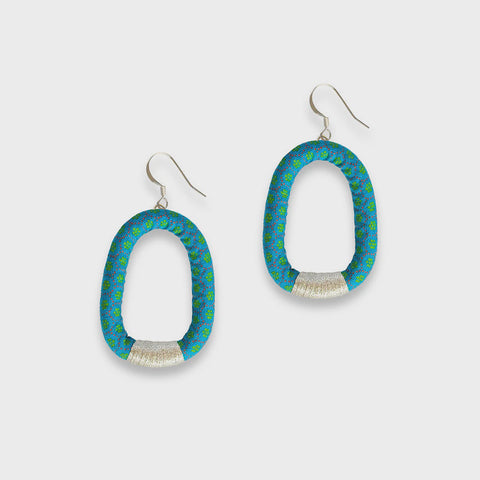 Nontuthuzelo Dangle Hoop Earrings Turquoise Silver