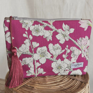 Clutch Large Cotton Blossoms on Cerise
