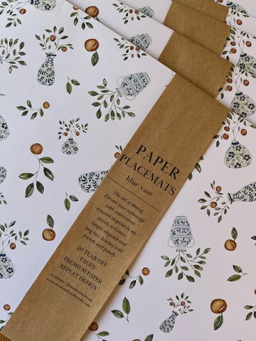 Paper Placemats Blue Vase
