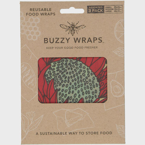 Buzzy Wraps (Gift Set) / Protea (Red On White)