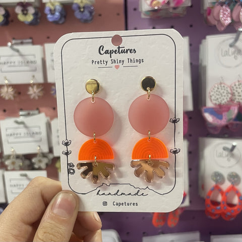 Earrings Dangle M Orbital In Pink/Neon Orange