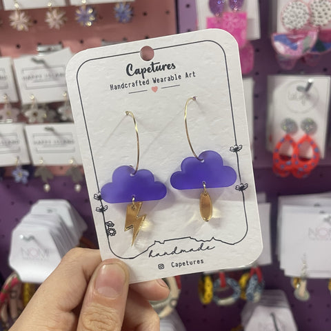 Earrings Dangle S Clouds In Purple