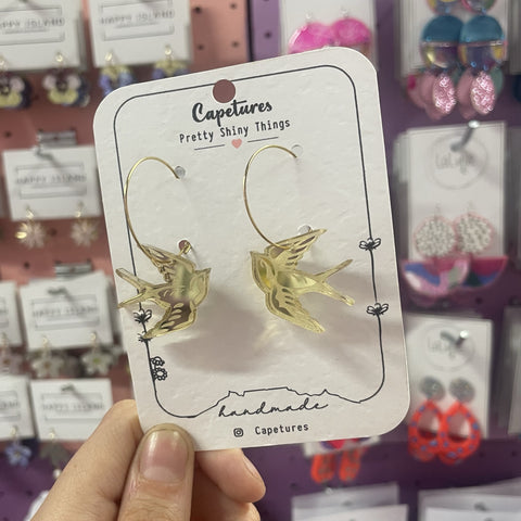 Earrings Dangle S Swallow Gold