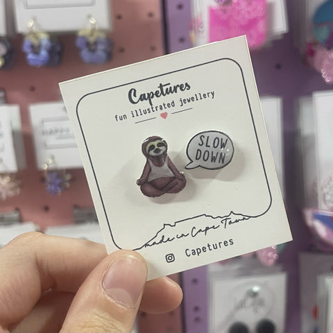 Earrings Studs Sloth + Slow Down
