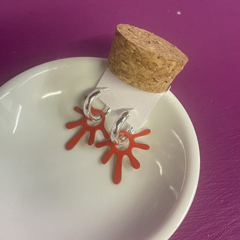 Hoops & Charm, Red, Sun, Silver