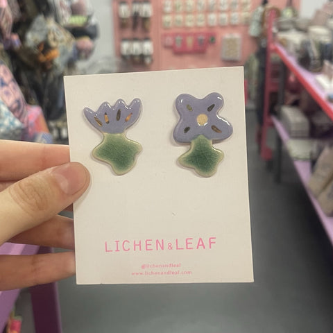 Earrings | Studs | Pack of 2 | Flower Garden | Purple