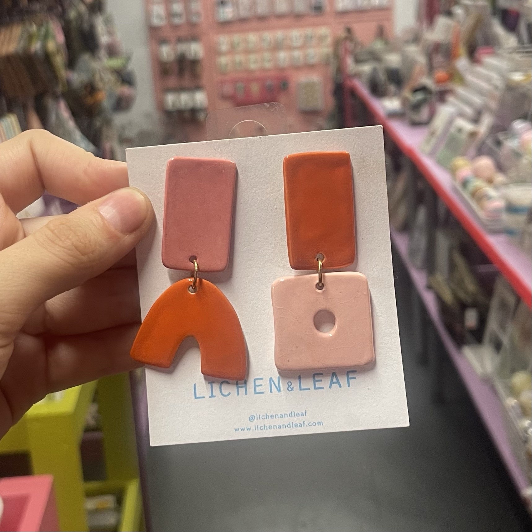 Earrings | Collage Drop | Pink & Orange