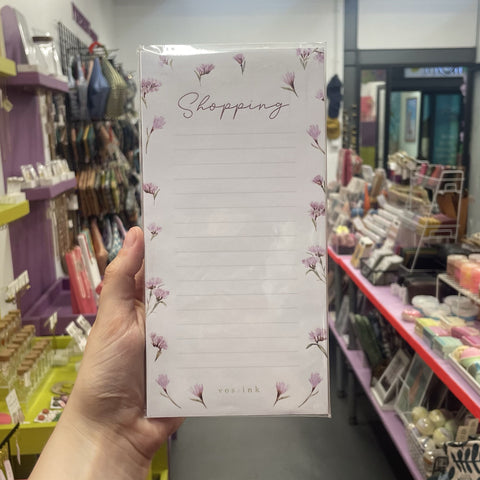 Notepad Shopping List Block Print Flower